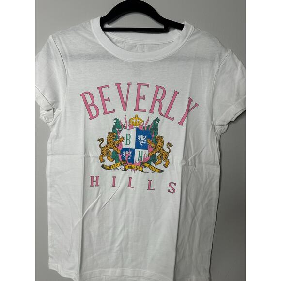 NWT Recycled Karma Beverly Hills White and Pink T-Shirt Sz S - Picture 1 of 3